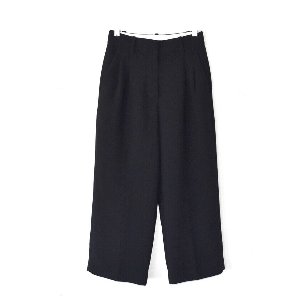 A5 Auth WILFRED Black Pleated Front Straight Relaxed Trouser Pants Size 00